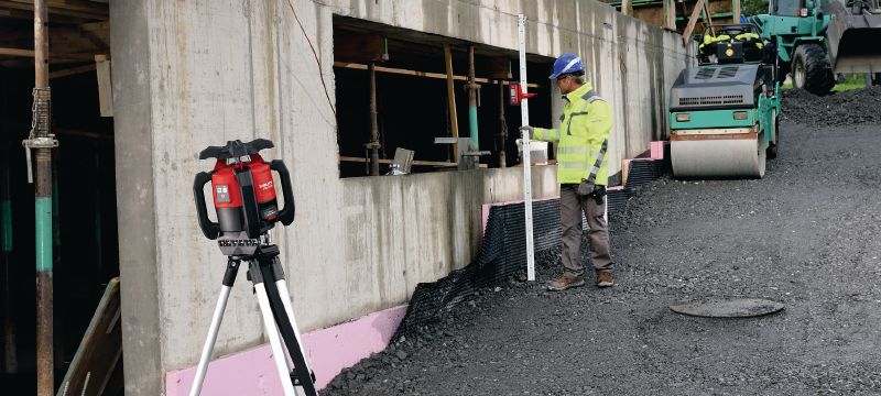 Pöördlaser-lood vabaõhurakendusteks PR 2-HS A12 Tugev pöördlaser välitingimustele, 360° löögikaitse ja kiirelt laetav li-ion aku, horisontaalseteks ja manuaalse kalde rakendusteks Rakendused 1