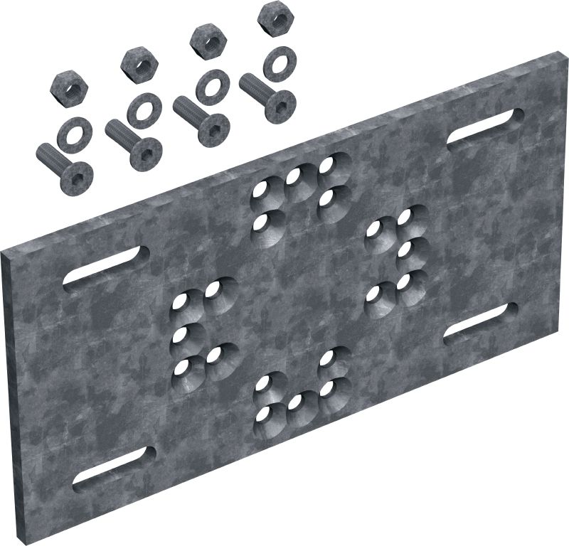 Modulaarne plaat MT-P-G OC Modulaarne plaat modulaarsete konstruktsioonide kinnitamiseks metallkonstruktsioonidele ilma otsekinnitamise vajaduseta