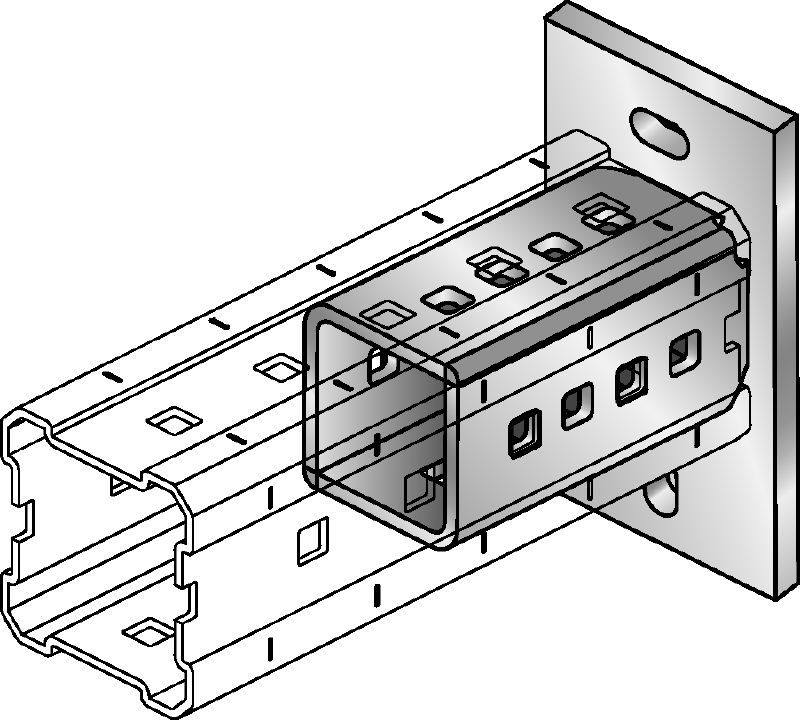 Lameseib DIN 9021 M16 tsingitud Kuumtsingitud (HDG) alusplaat MI-90 talade kinnitamiseks betoonile kahe ankru abil