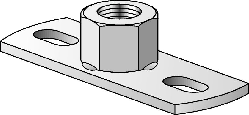 Madala koormusega alusplaat MGL 2 Tsingitud alusplaat (väikese koormuse jaoks) meetermõõdustikus keermesvarraste kinnitamiseks kahe ankrupunktiga.