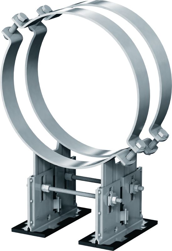 Torukandur MP-PS 4-2 Välistingimustes kasutamiseks mõeldud kattekihiga reguleeritavad neljakordsed toru kandurid 217–610 mm (8 kuni 24) läbimõõduga torude kinnitamiseks erinevate alusmaterjalide külge mõõdukalt korrodeerivas keskkonnas