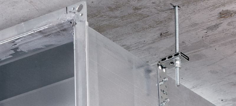 Ventilatsiooni tugi MVA-LP 100 m pikkune tsingitud ventilatsioonišahti kronstein ventilatsioonišahti otse lakke kinnitamiseks Rakendused 1